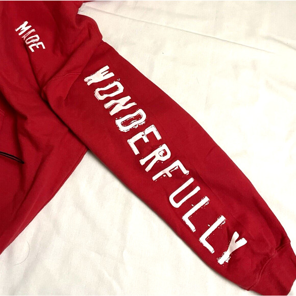 Beaconthreads Fearfully Wonderfully Made Red Mans Hoodie Pullover Size XL - Picture 6 of 7